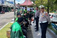 Satlantas polres Sumenep memberikan himbauan kepada para ojol 