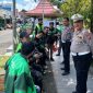 Satlantas polres Sumenep memberikan himbauan kepada para ojol 