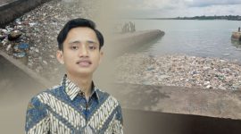 BEM UNIBA MADURA, M. Rofiqul Mukhlisin, saat menyatakan sikap terhadap kondisi sampah di Pulau Talango