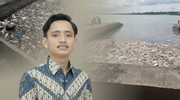 BEM UNIBA MADURA, M. Rofiqul Mukhlisin, saat menyatakan sikap terhadap kondisi sampah di Pulau Talango